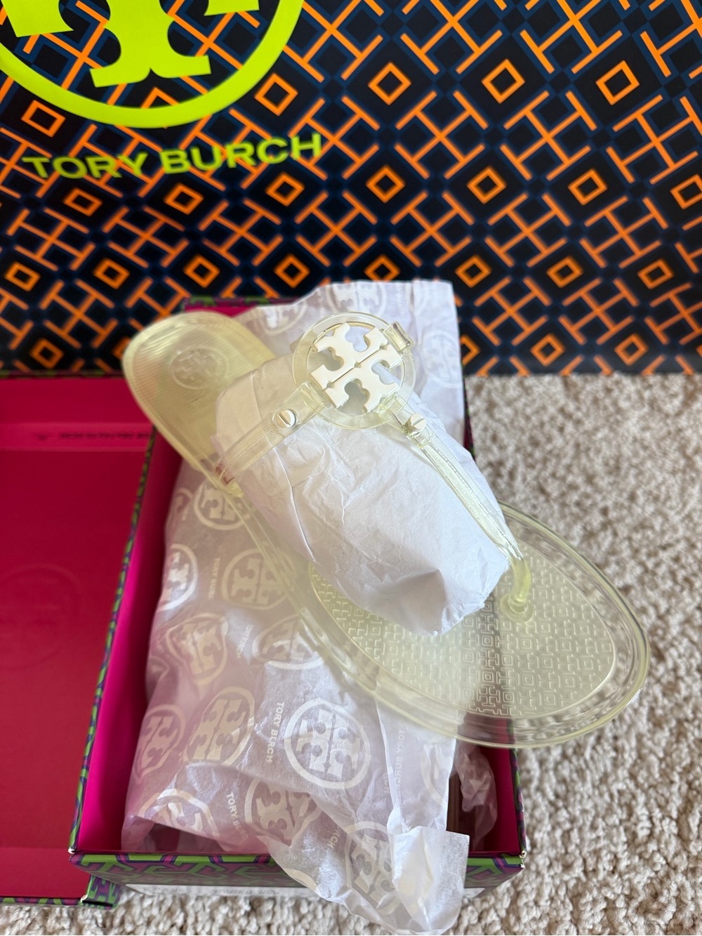 Tory Burch Mini Miller Jelly Sandal Clear Size 8